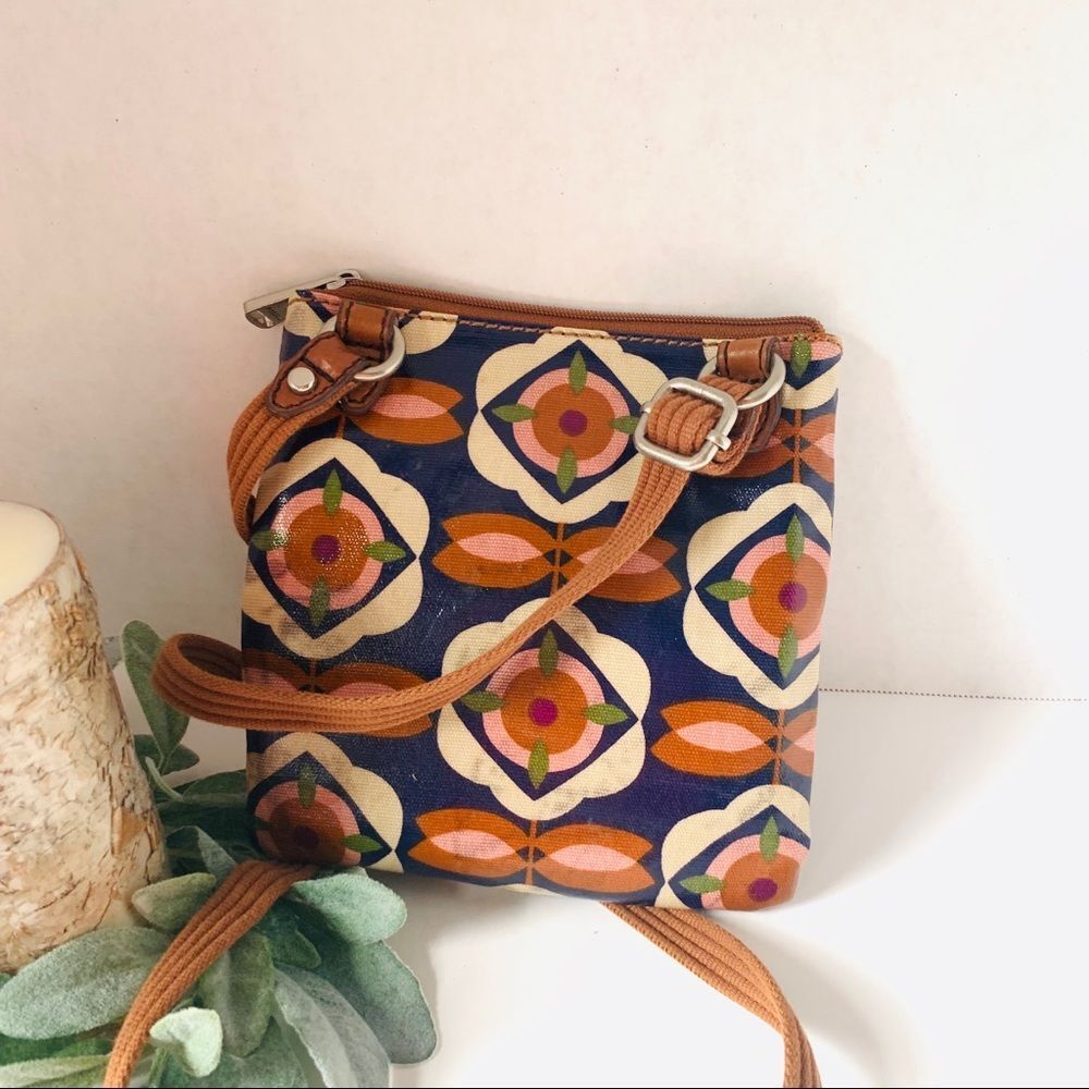 Fossil Key-Per Mini Crossbody Purse Multicolor Mod Floral Geometric Shoulder Bag - Picture 5 of 6